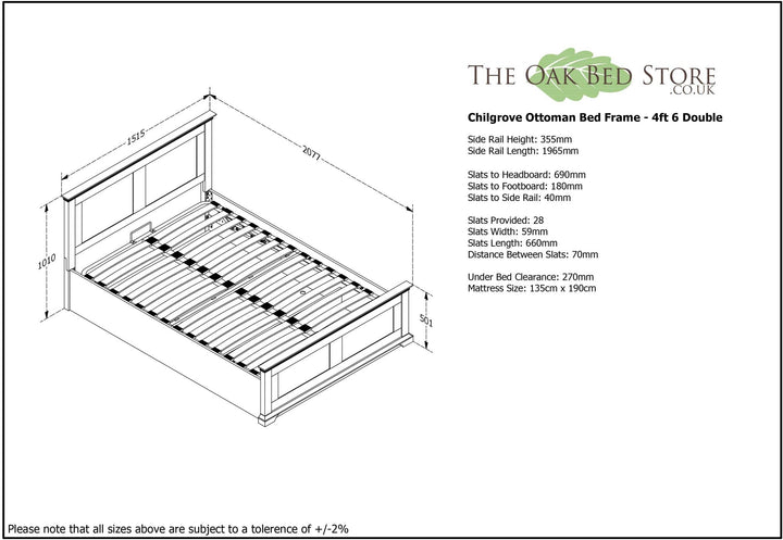 Chilgrove Bright White Ottoman Storage Bed Frame - 4ft Small Double - The Oak Bed Store