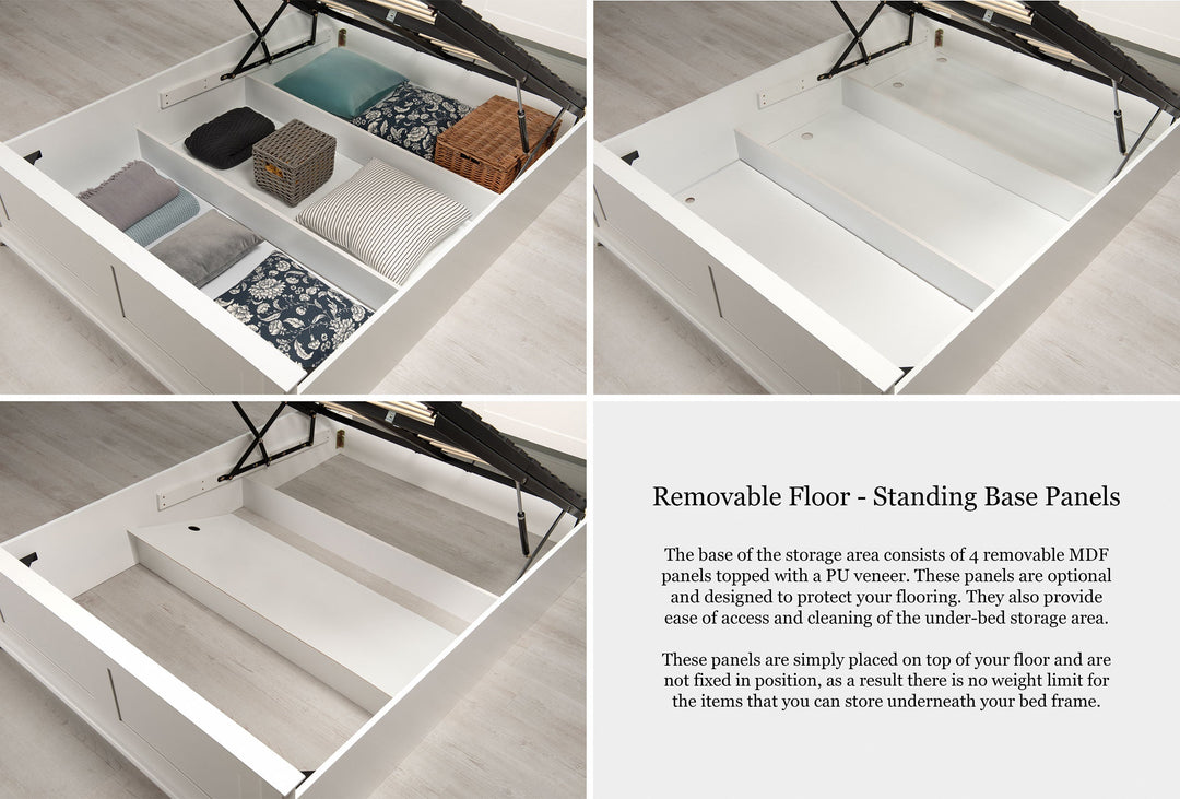 Chilgrove Bright White Ottoman Storage Bed Frame - 4ft6 Double - The Oak Bed Store