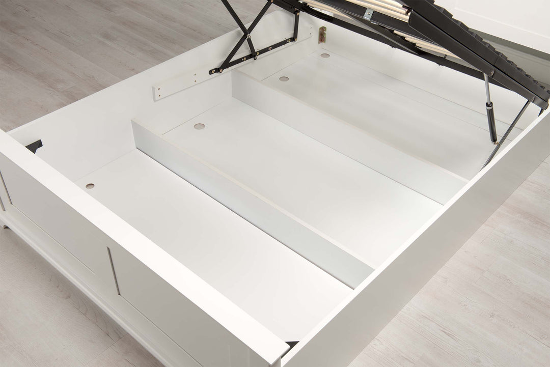 Chilgrove Bright White Ottoman Storage Bed Frame - 4ft6 Double - The Oak Bed Store