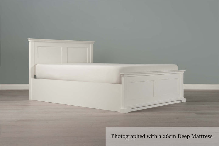Chilgrove Bright White Ottoman Storage Bed Frame - 4ft6 Double - The Oak Bed Store
