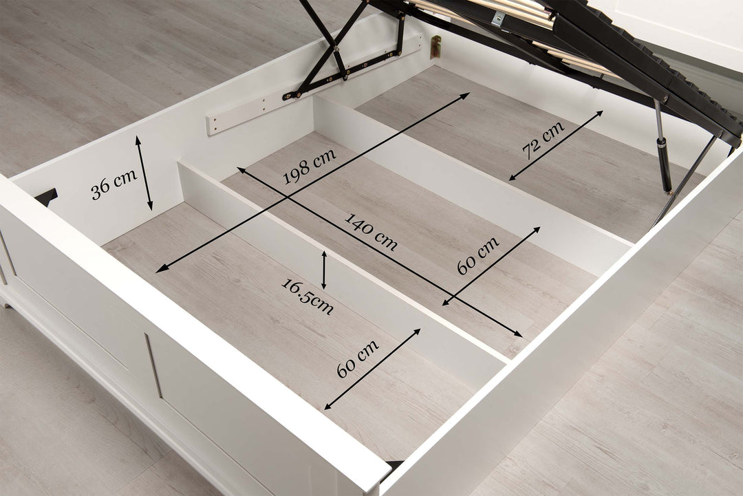 Chilgrove Bright White Ottoman Storage Bed Frame - 4ft6 Double - The Oak Bed Store