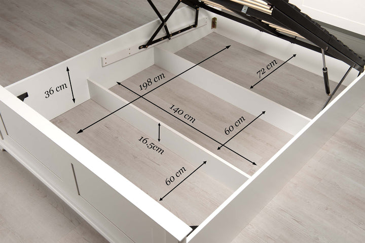 Chilgrove Bright White Ottoman Storage Bed Frame - 4ft6 Double - The Oak Bed Store