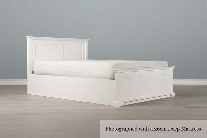 Chilgrove Bright White Ottoman Storage Bed Frame - 5ft King Size - The Oak Bed Store