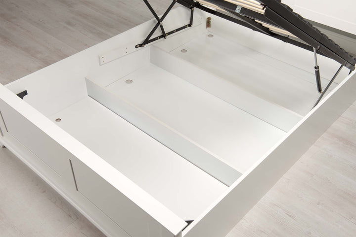 Chilgrove Bright White Ottoman Storage Bed Frame - 5ft King Size - The Oak Bed Store