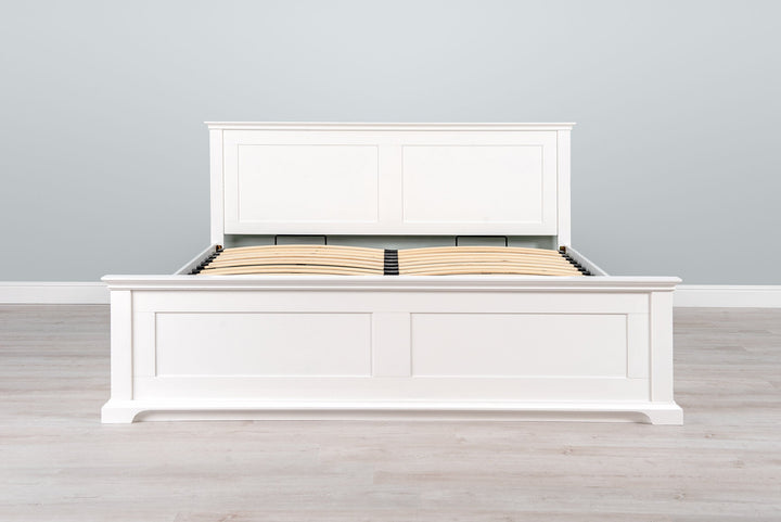 Chilgrove Bright White Ottoman Storage Bed Frame - 6ft Super King - The Oak Bed Store