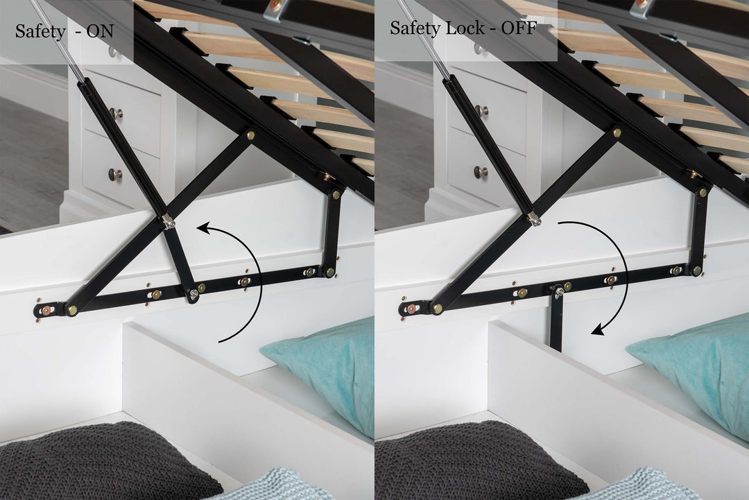 Chilgrove Bright White Ottoman Storage Bed Frame - 6ft Super King - The Oak Bed Store