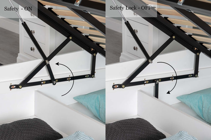 Chilgrove Bright White Ottoman Storage Bed Frame - 6ft Super King - The Oak Bed Store