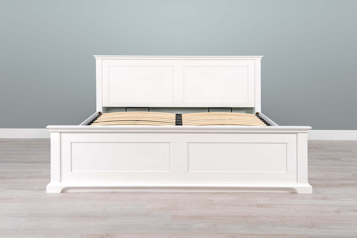 Chilgrove Bright White Ottoman Storage Bed Frame - 6ft Super King - The Oak Bed Store