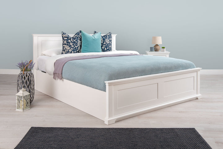 Chilgrove Bright White Ottoman Storage Bed Frame - 6ft Super King - The Oak Bed Store