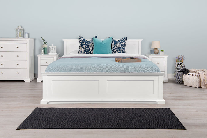Chilgrove Bright White Ottoman Storage Bed Frame - 6ft Super King - The Oak Bed Store