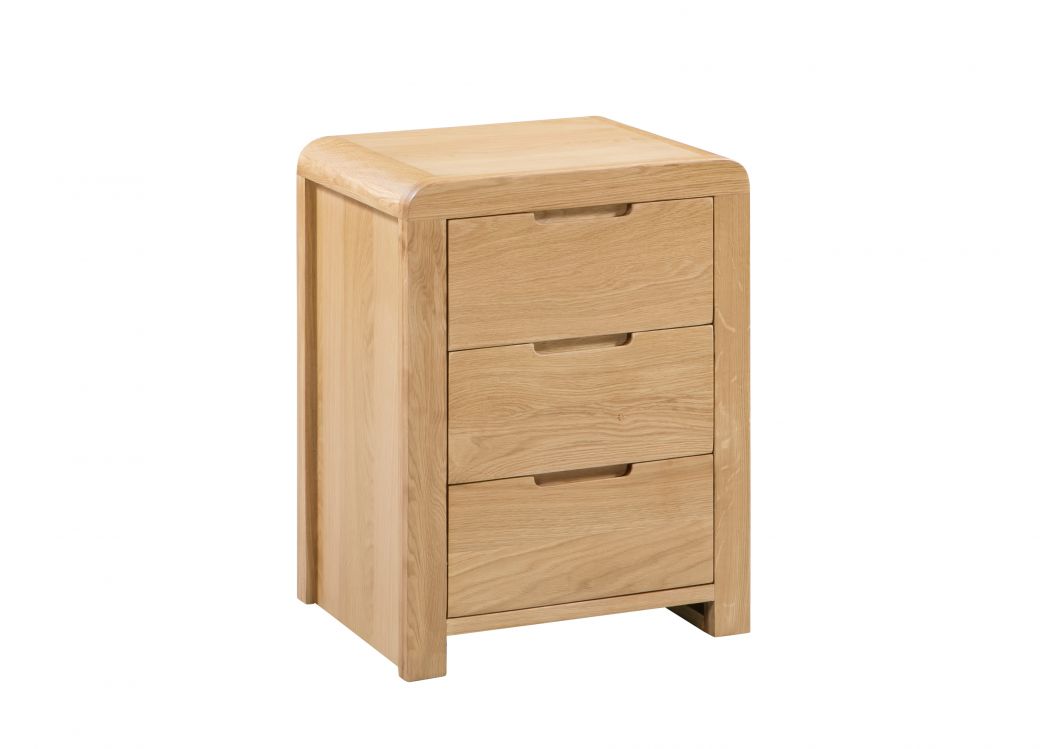 Curdridge Natural Oak 3 Drawer Bedside Table - The Oak Bed Store