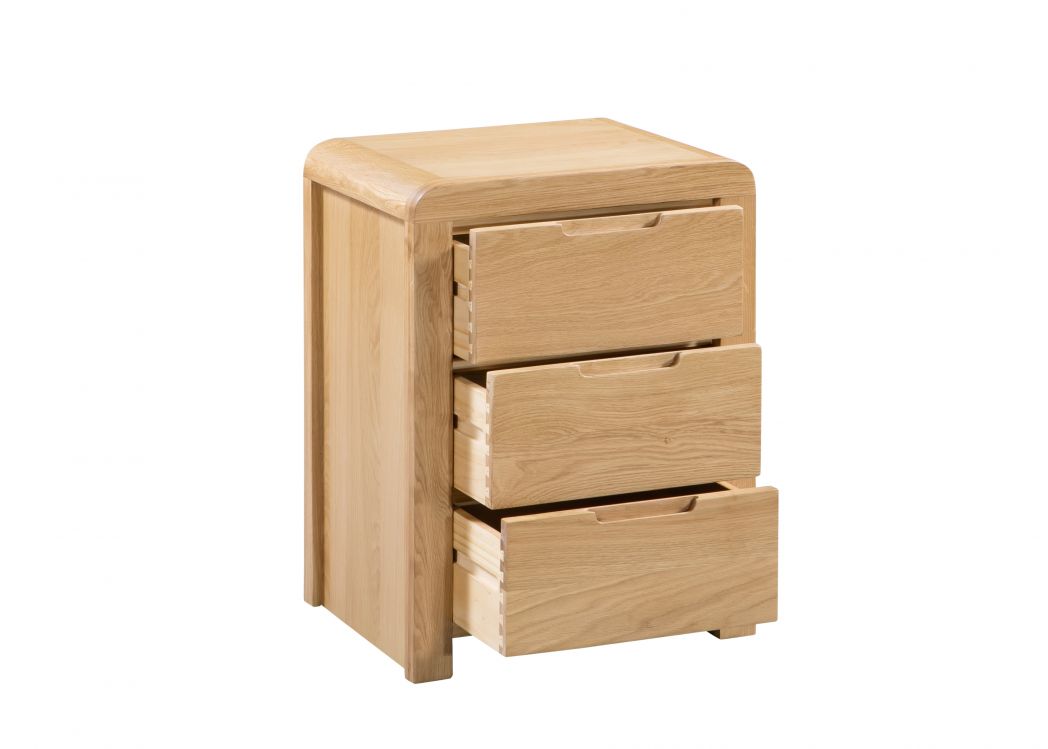 Curdridge Natural Oak 3 Drawer Bedside Table - The Oak Bed Store