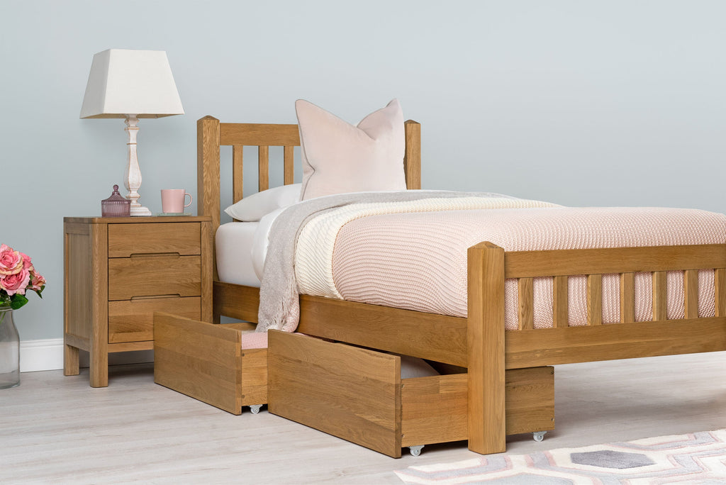 Emporia Solid Natural Oak Bed Frame - 3ft Single - The Oak Bed Store