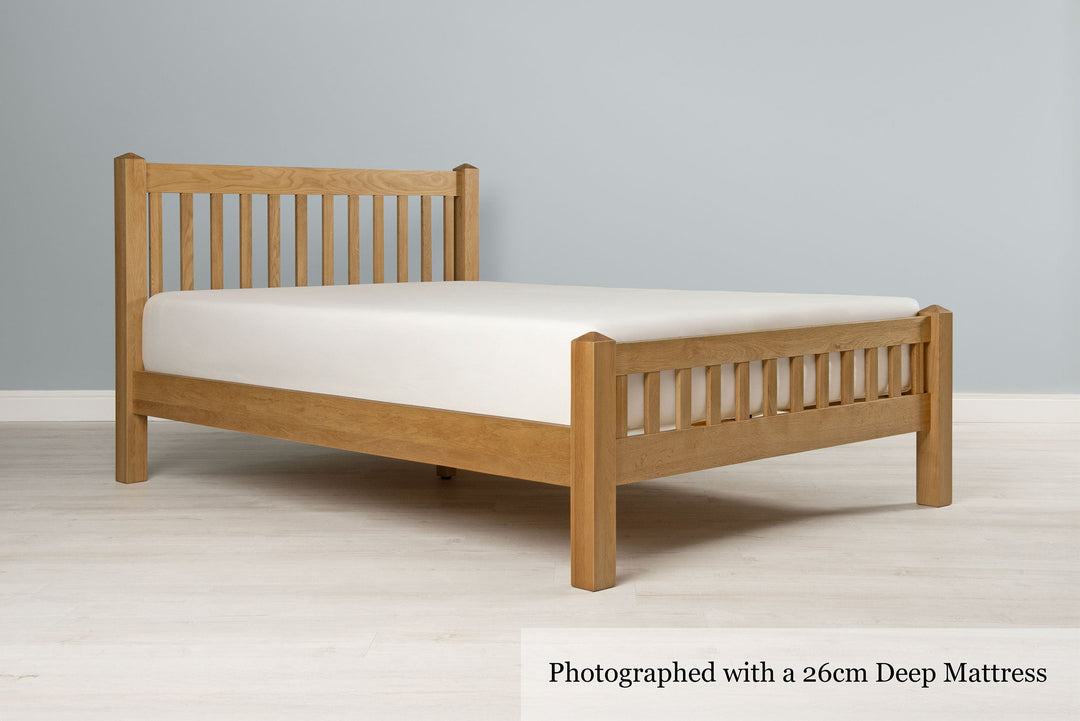 Emporia Solid Natural Oak Bed Frame - 4ft6 Double - The Oak Bed Store