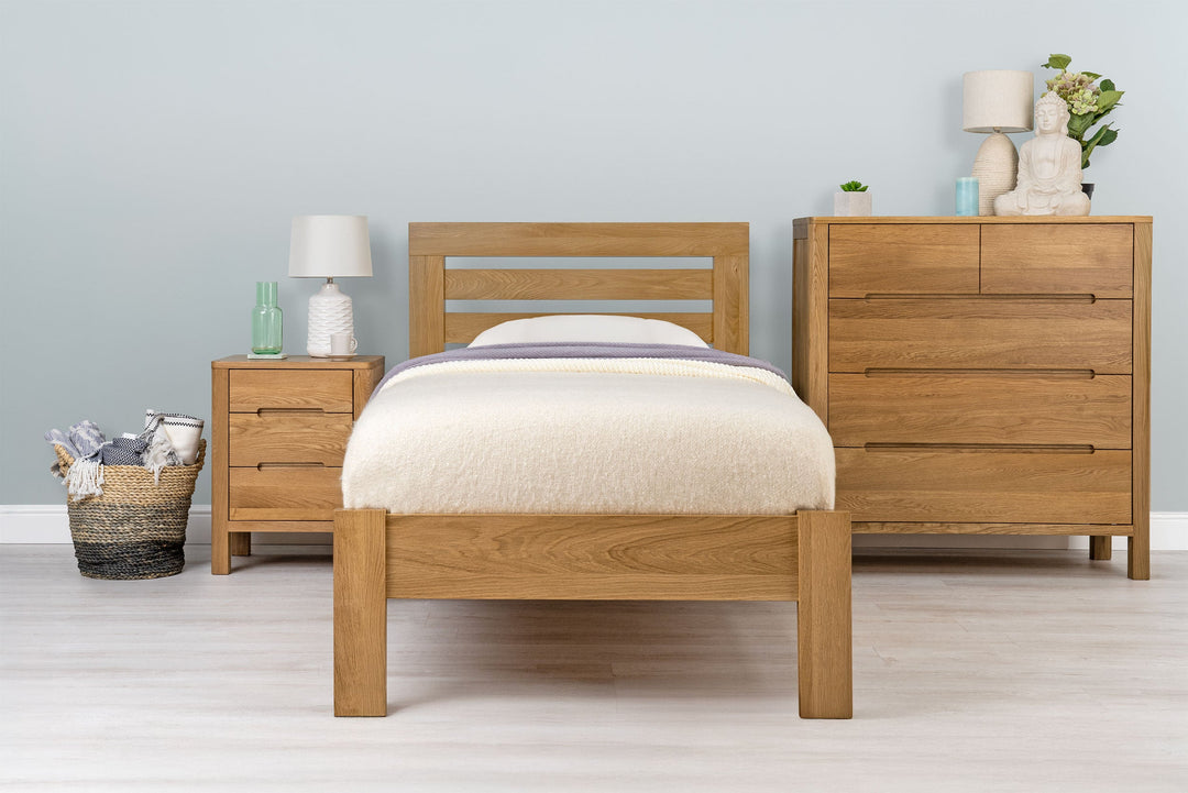Goodwood Solid Natural Oak Bed Frame - 3ft Single - The Oak Bed Store