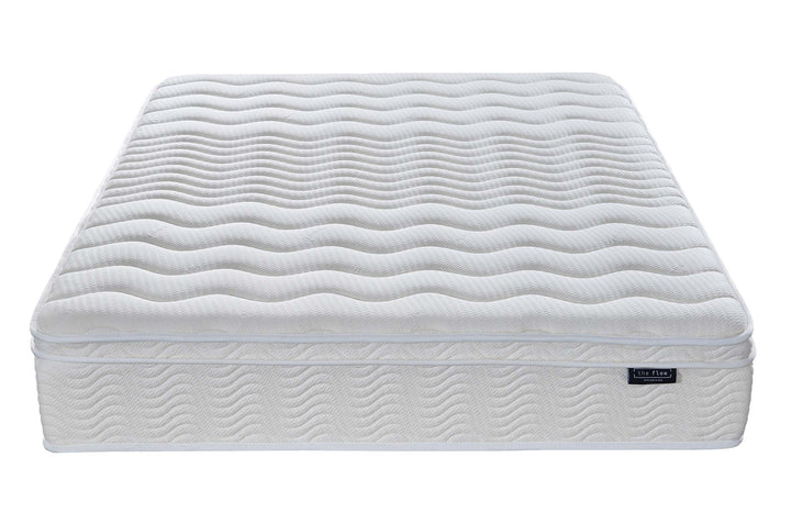 The Flow Drift Hybrid 2000 mattress front view and quilted fabric finish