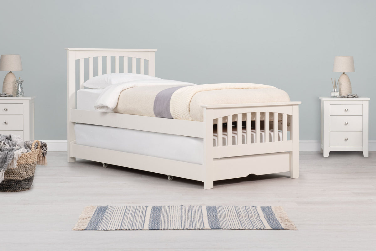 Heywood Soft White Solid Wood Guest Bed - 3ft Single - The Oak Bed Store