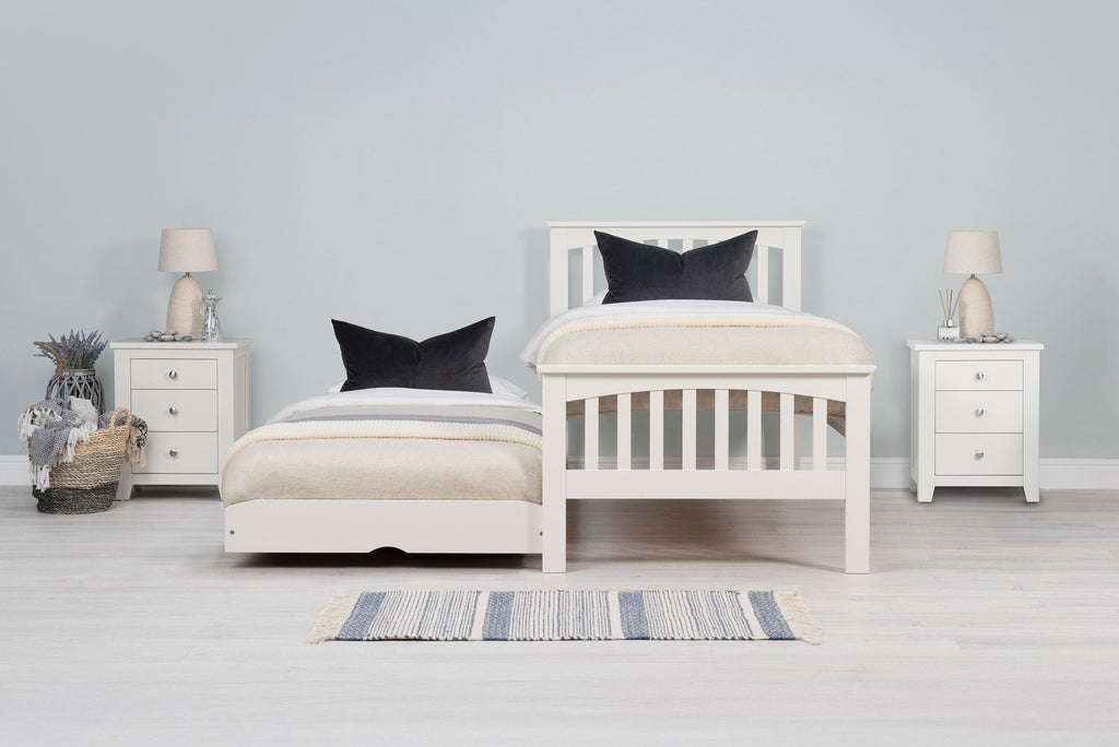 Heywood Soft White Solid Wood Guest Bed - 3ft Single - The Oak Bed Store
