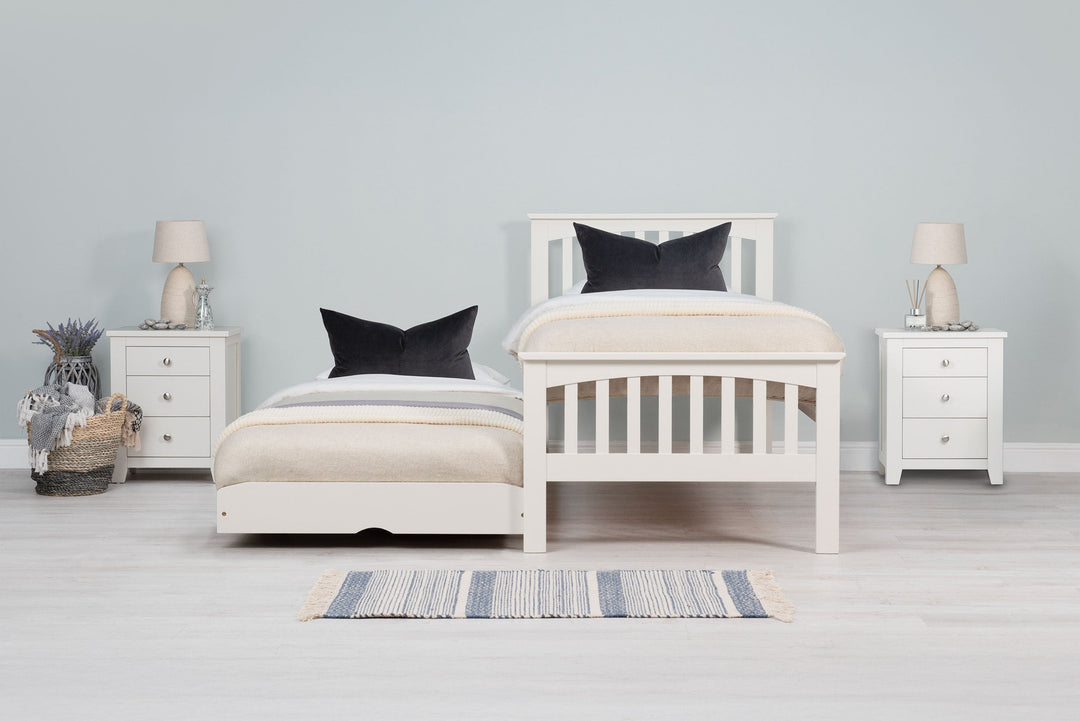 Heywood Soft White Solid Wood Guest Bed - 3ft Single - The Oak Bed Store