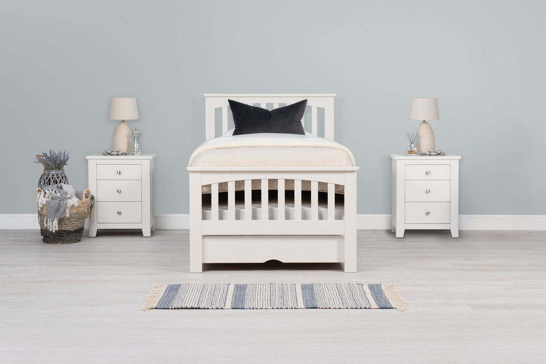 Heywood Soft White Solid Wood Guest Bed - 3ft Single - The Oak Bed Store
