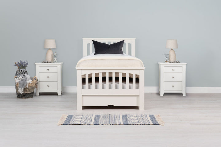Heywood Soft White Solid Wood Guest Bed - 3ft Single - The Oak Bed Store