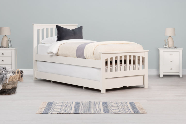 Heywood Soft White Solid Wood Guest Bed - 3ft Single - The Oak Bed Store