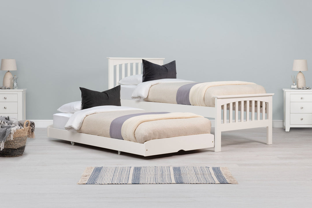 Heywood Soft White Solid Wood Guest Bed - 3ft Single - The Oak Bed Store