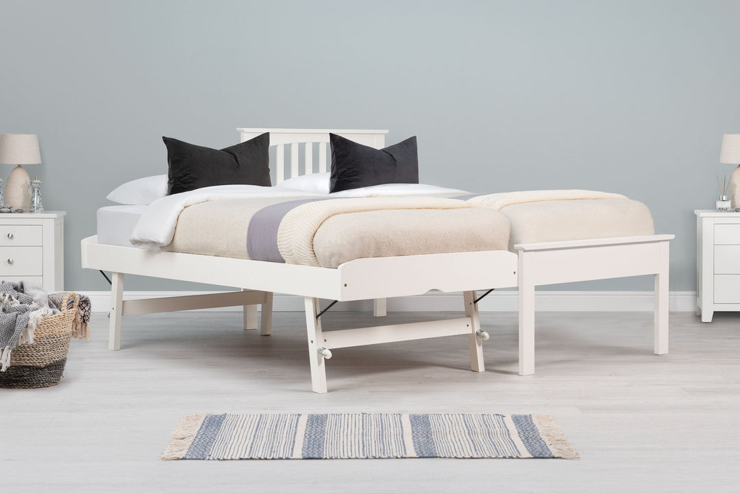 Heywood Soft White Solid Wood Guest Bed (Low Foot End) - 3ft Single - The Oak Bed Store