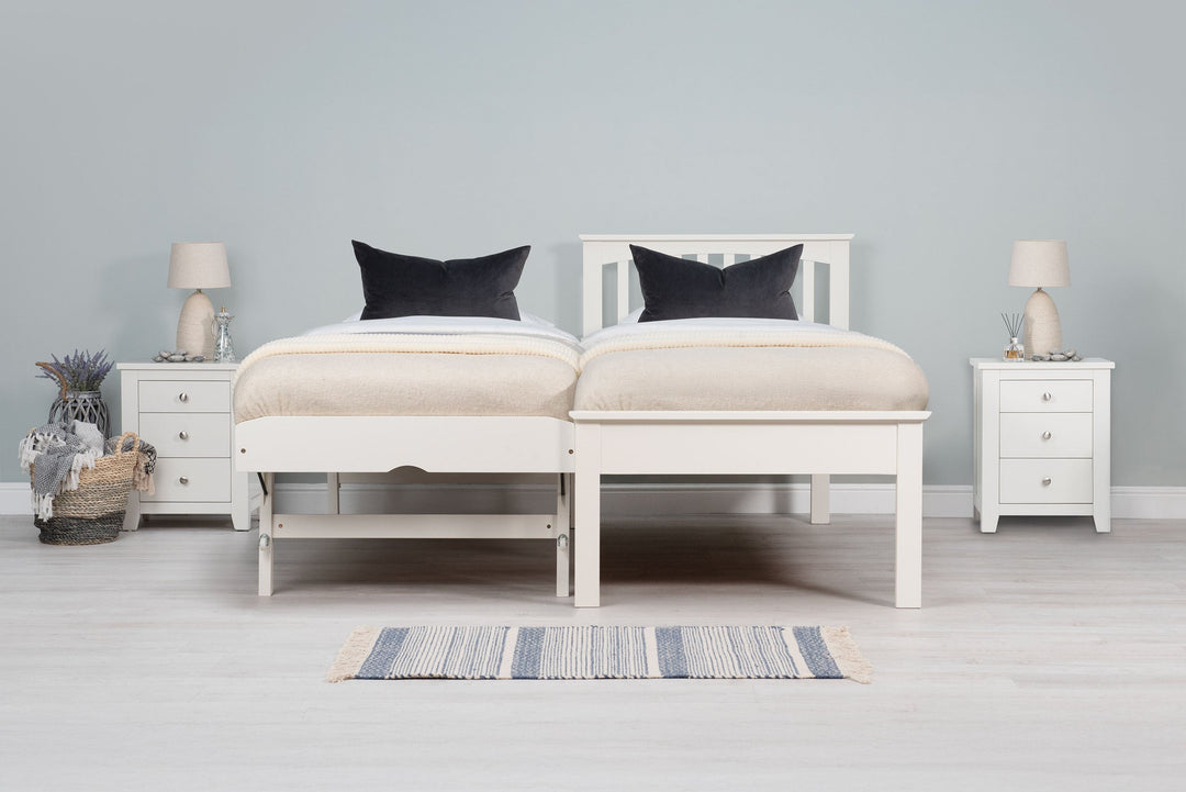 Heywood Soft White Solid Wood Guest Bed (Low Foot End) - 3ft Single - The Oak Bed Store