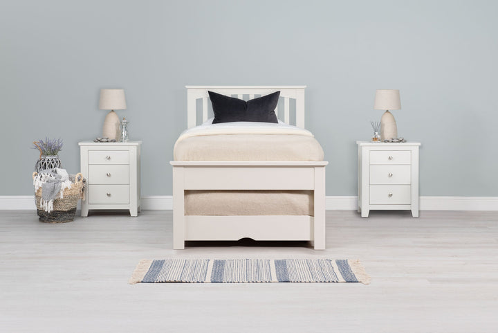 Heywood Soft White Solid Wood Guest Bed (Low Foot End) - 3ft Single - The Oak Bed Store