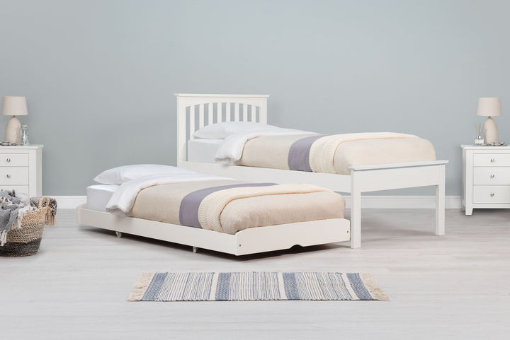 Heywood Soft White Solid Wood Guest Bed (Low Foot End) - 3ft Single - The Oak Bed Store