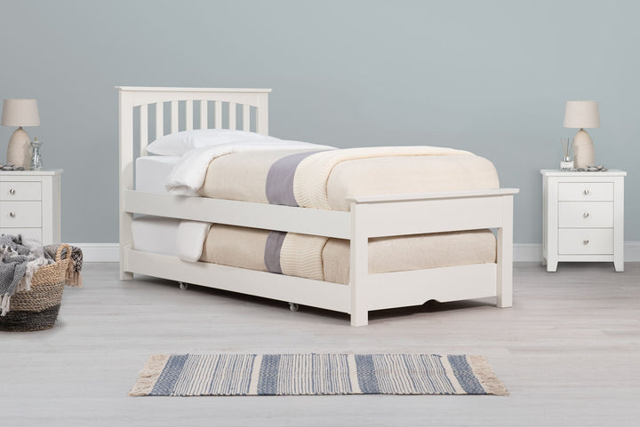 Heywood Soft White Solid Wood Guest Bed (Low Foot End) - 3ft Single - The Oak Bed Store