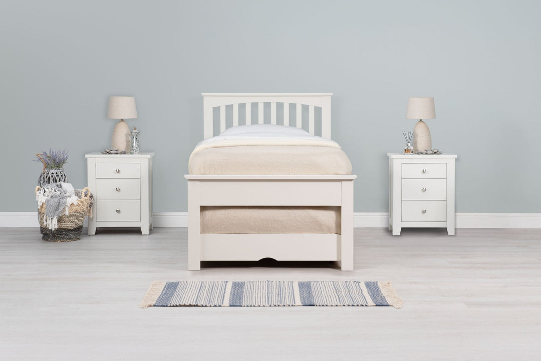 Heywood Soft White Solid Wood Guest Bed (Low Foot End) - 3ft Single - The Oak Bed Store
