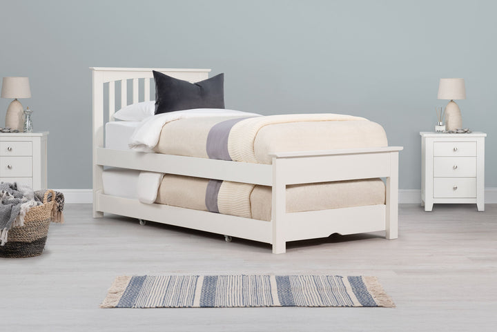 Heywood Soft White Solid Wood Guest Bed (Low Foot End) - 3ft Single - The Oak Bed Store