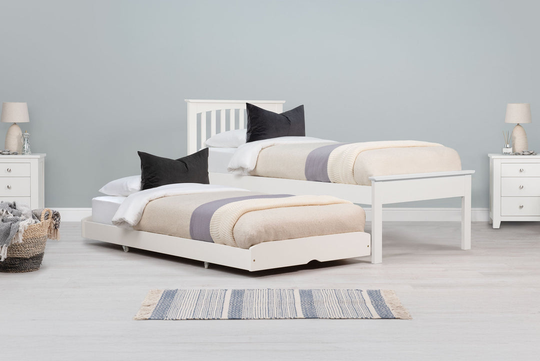 Heywood Soft White Solid Wood Guest Bed (Low Foot End) - 3ft Single - The Oak Bed Store