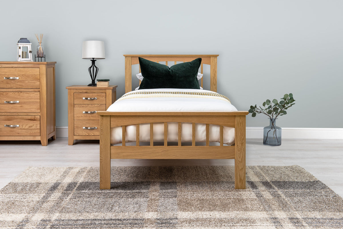 Heywood Solid Natural Oak Bed Frame - 2ft6 Small Single - The Oak Bed Store