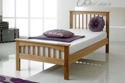 Heywood Solid Natural Oak Bed Frame - 2ft6 Small Single - The Oak Bed Store