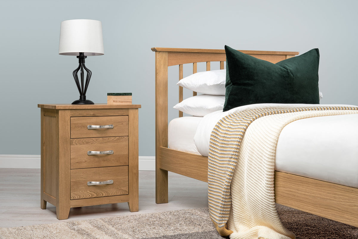 Heywood Solid Natural Oak Bed Frame - 2ft6 Small Single - The Oak Bed Store