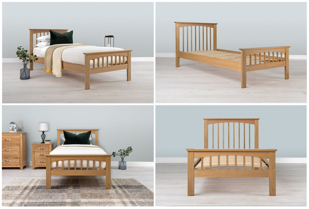 Heywood Solid Natural Oak Bed Frame - 2ft6 Small Single - The Oak Bed Store