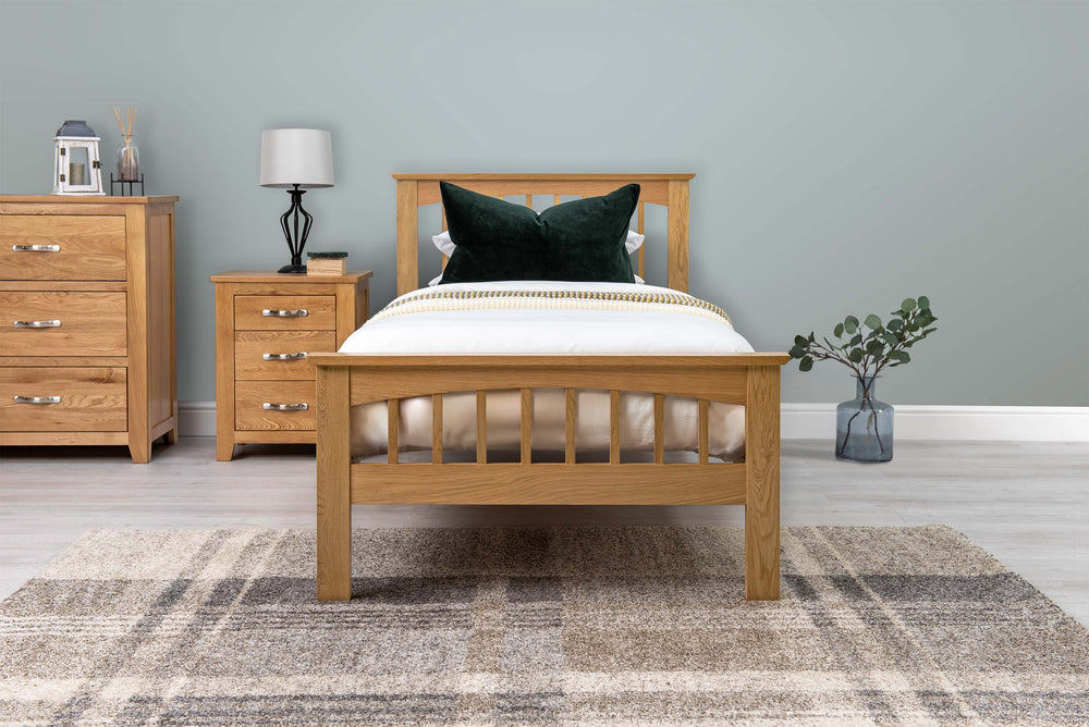 Heywood Solid Natural Oak Bed Frame - 2ft6 Small Single - The Oak Bed Store