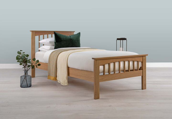 Heywood Solid Natural Oak Bed Frame - 2ft6 Small Single - The Oak Bed Store