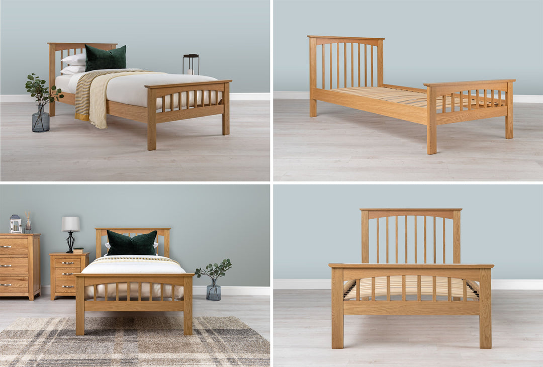 Heywood Solid Natural Oak Bed Frame - 2ft6 Small Single - The Oak Bed Store