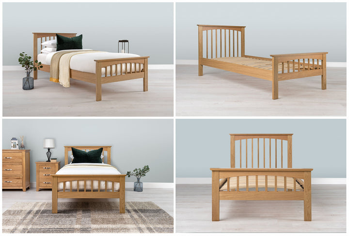 Heywood Solid Natural Oak Bed Frame - 3ft Single - The Oak Bed Store