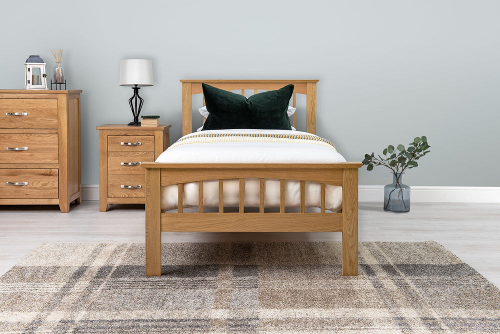 Heywood Solid Natural Oak Bed Frame - 3ft Single - The Oak Bed Store