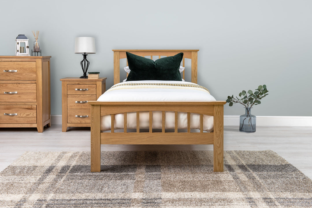 Heywood Solid Natural Oak Bed Frame - 3ft Single - The Oak Bed Store