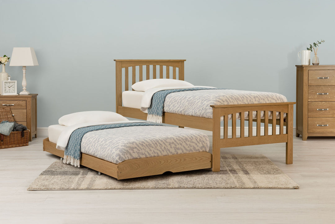 Heywood Solid Natural Oak Guest Bed - 3ft Single - The Oak Bed Store