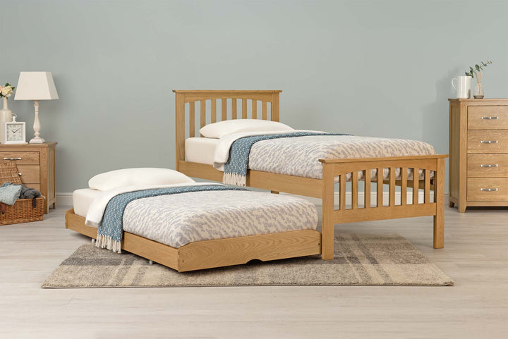 Heywood Solid Natural Oak Guest Bed - 3ft Single - The Oak Bed Store