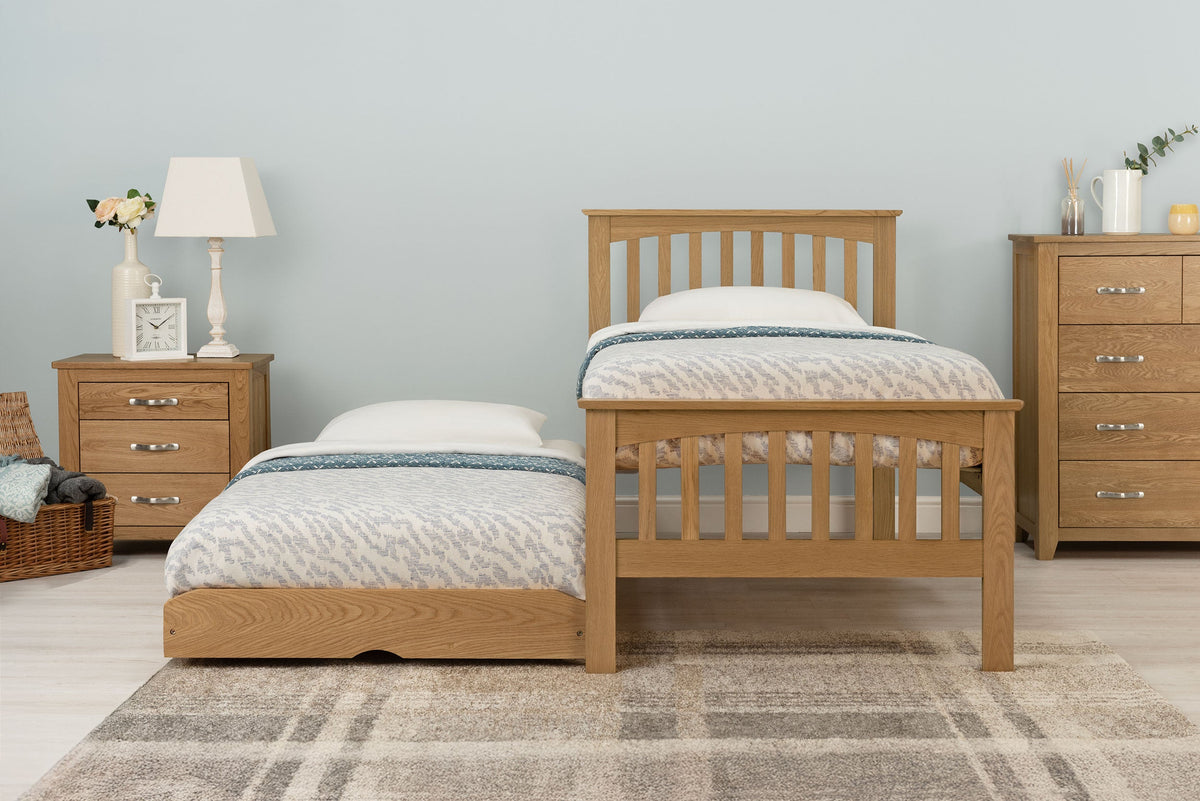 Heywood Solid Natural Oak Guest Bed - 3ft Single - The Oak Bed Store