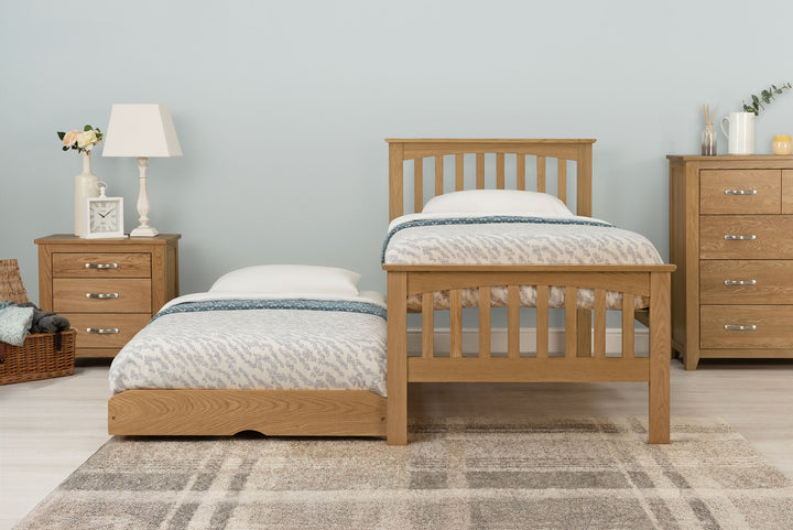 Heywood Solid Natural Oak Guest Bed - 3ft Single - The Oak Bed Store