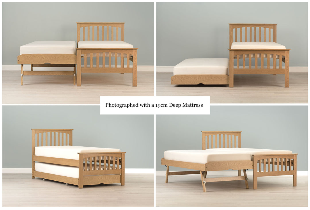 Heywood Solid Natural Oak Guest Bed - 3ft Single - The Oak Bed Store